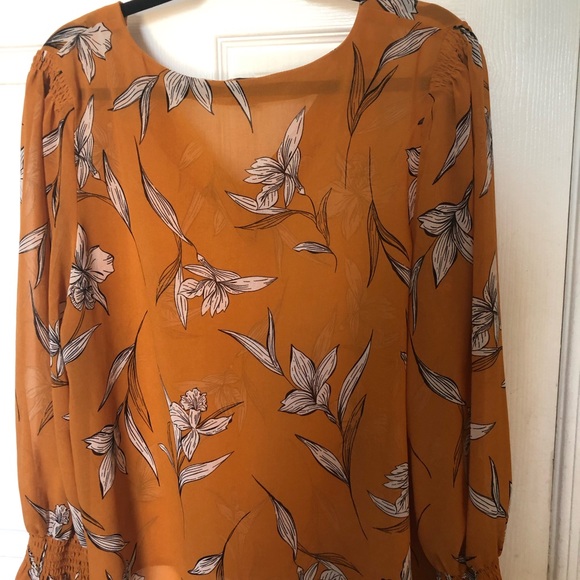 Women's Floral Print Long Bell Sleeve V-Neck Blouse - A New Day - Rust - Size XL - Picture 14 of 14
